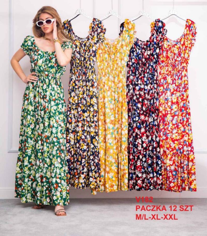 Sukienki damskie Roz M/L-XL-2XL, Mix Kolor .Paczka 12 szt